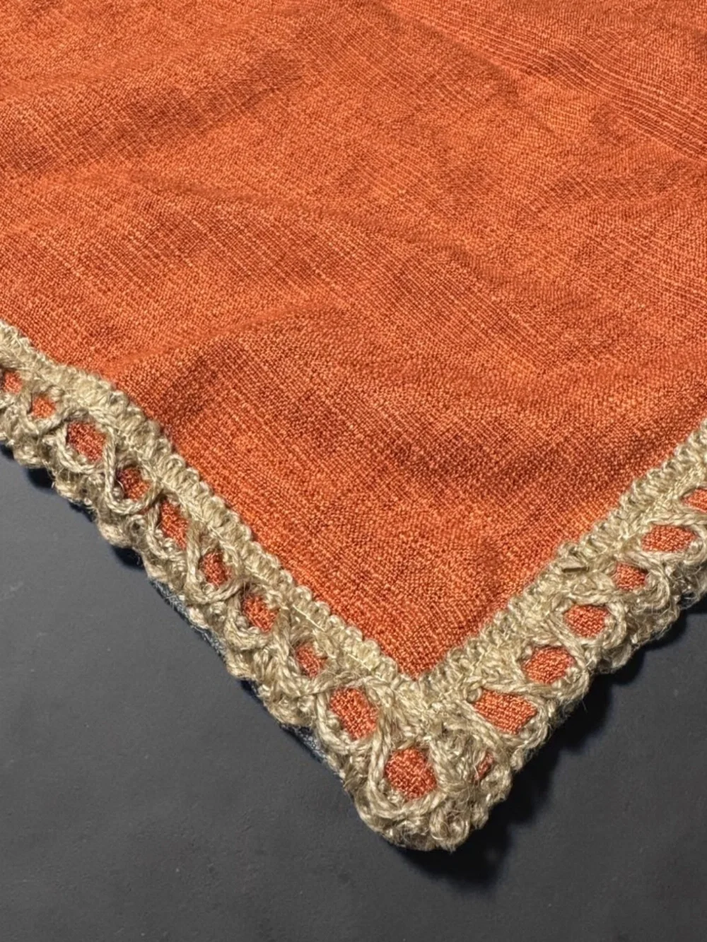 Phantoscope Orange Farmhouse Pillow Cover Linen Burlap Trim 18x18 NWOT